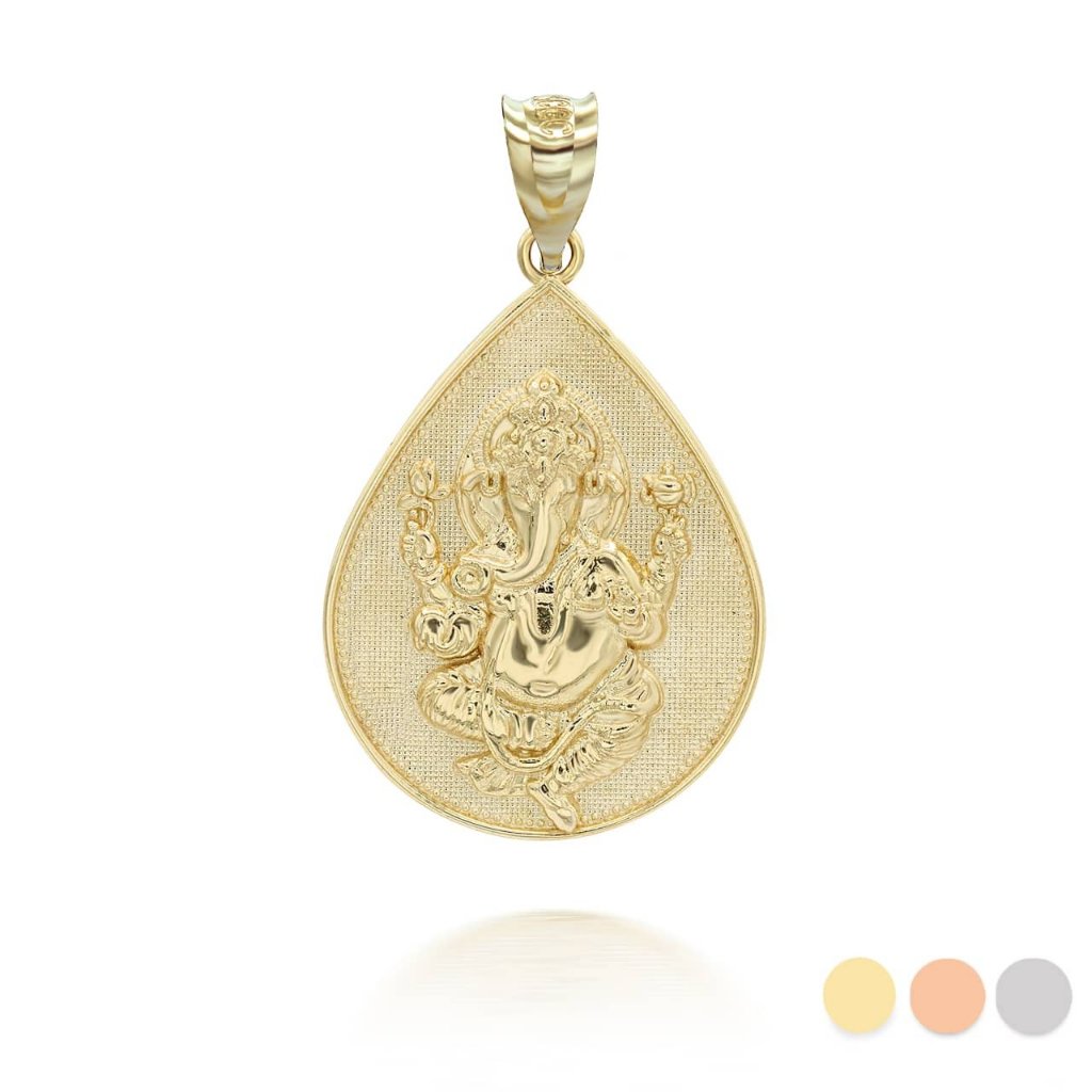 14k Solid Gold 3d Hindu God Ganesha Pendant - Yellow Rose Or White 580$